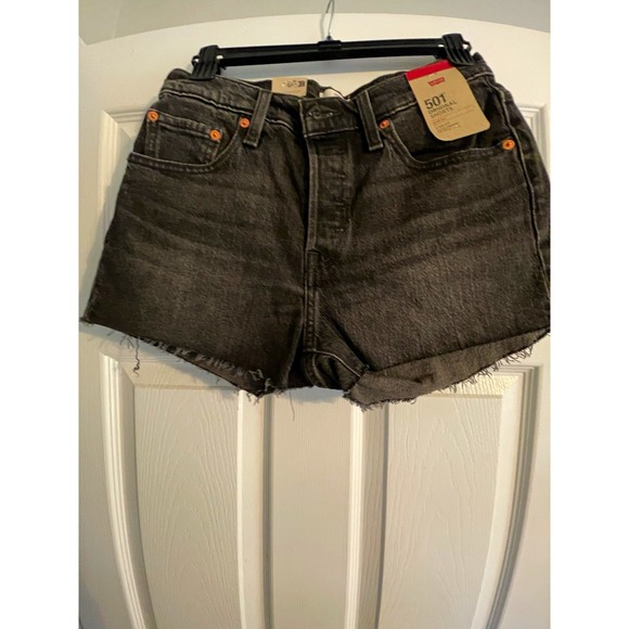 Levi's Pants - Levi's 501 Womens Cut Off Denim Shorts 27 Gray Button Fly High Rise 5-Pocket